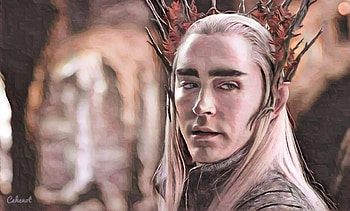 Thranduil, by cehenot, art, man, elf, cehenot, pink, fantasy, king, painting, portrait, Lee Pace HD wallpaper
