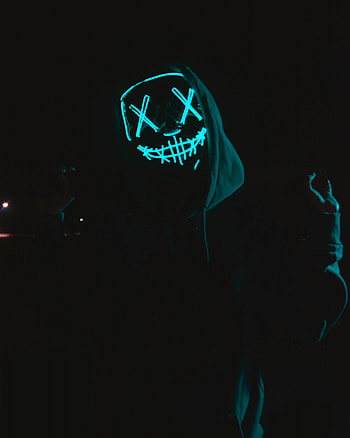 Dark, Neon, Mask, Anonymous, Hood HD phone wallpaper