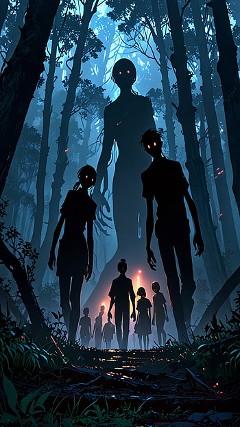Gaint Forest Entity with Red eyes, Anime, Art Abyss, horror, forest, anime forest HD phone wallpaper