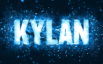 Happy Birtay Kylan, , blue neon lights, Kylan name, creative, Kylan Happy Birtay, Kylan Birtay, popular american male names, with Kylan name, Kylan HD wallpaper
