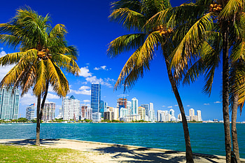 Miami Beach Skyline, Travels, Zero emission school buses, South Florida HD wallpaper