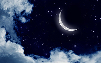 Waxing crescent, Moonlight HD wallpaper