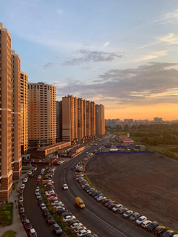 Cities, Auto, Building, Road, Evening HD phone wallpaper