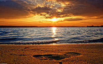 Empire of the Sun, sand, landscape, beautiful, beach, clouds, nature, sky, amazing, sun, sunset, ocean HD wallpaper