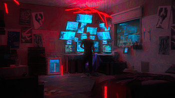 Hacker and multiple screen, monitoring, art HD wallpaper