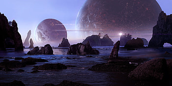 Landscape, Water, Planets, Rocks, 3D HD wallpaper