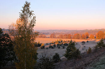 Abava valley by sunrise., fields, aurumn, nature, sunsets HD wallpaper