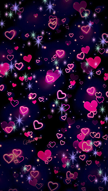 Falling hearts , Galaxy sparkle, Heart-shaped bokeh, Glittery background HD phone wallpaper