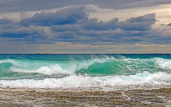 Ocean Wave, clouds, splash, wave, ocean HD wallpaper