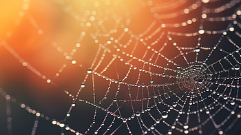 Dew-Kissed Spider Web, dew, artistic, spider web HD wallpaper
