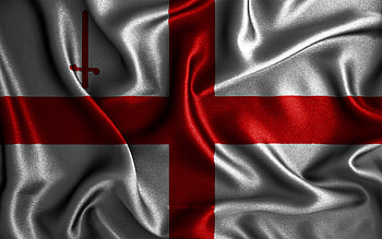 City of London flag, , silk wavy flags, english counties, Flag of City of London, Day of City of London, fabric flags, 3D art, City of London, Europe, Counties of England, England HD wallpaper