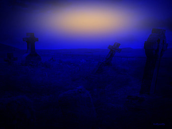 Blue Sadness , night, blue, cemetery, crosses, graveyard, sadness, dark HD wallpaper