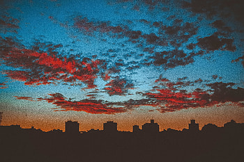 Clouds, sunset, sky, silhouette, cityscape HD wallpaper