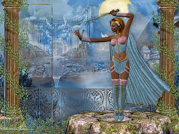 Warrior, lady, sword, abstract, fantasy, sky, elf HD wallpaper