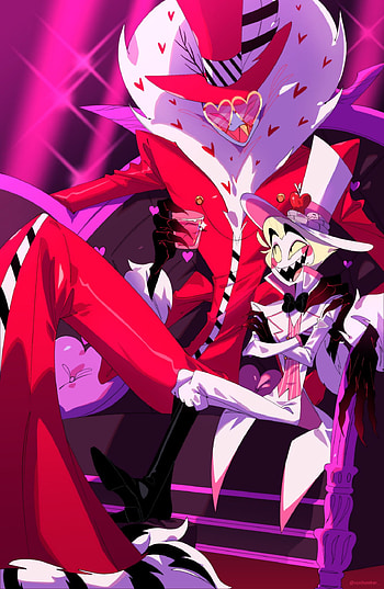 Valentino and Lucifer, red, val, hazbin, magenta, moth, demon, hazbin hotel, demons HD phone wallpaper