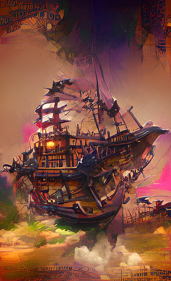 Pirate's Ship, sky, art, pirate, painting, sea HD phone wallpaper