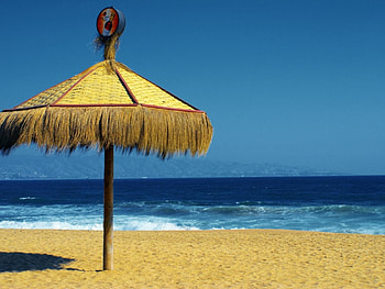 seaside umbrella, seaside, umbrella HD wallpaper