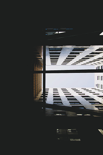 Sky, Building, Dark, Bottom View HD phone wallpaper