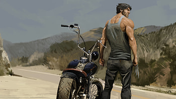 Wolverine With Bike, wolverine, superheroes, behance, artwork, artist HD wallpaper