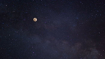 A breathtaking view of the full moon against a starry night sky with the Milky Way. HD wallpaper