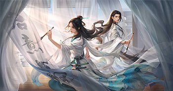 Fantasy couple, blue, ghfart, fantasy, man, couple, ghfart studio, girl, ghf, white HD wallpaper