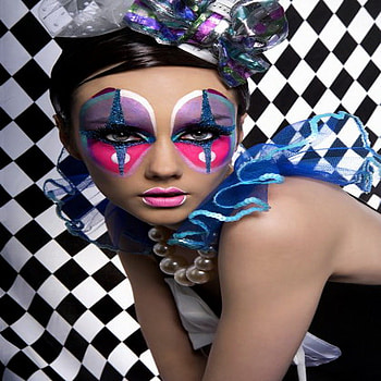 harlequin, colorful, girl, beautiful HD wallpaper
