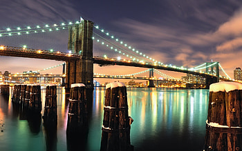 Abstract, Brooklyn Bridge, Night landscape HD wallpaper
