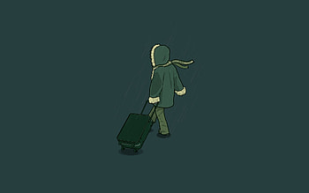 Winter, Vector, Human, Person, Jacket, Trip, Suitcase HD wallpaper