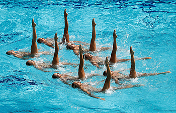 Olympic finals, Stunning synchronized moments, Aquatic brilliance, Athletic excellence HD wallpaper