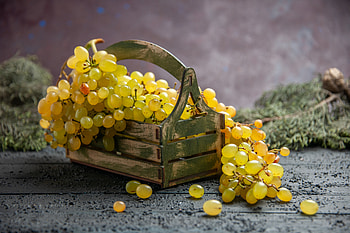 Vibrant Grapes in Rustic Basket – Fresh Food Delight, food, grapes HD wallpaper