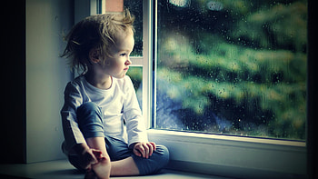 Waiting for You, Cinzia...., wet, rain, window, boy, alone, people, child HD wallpaper
