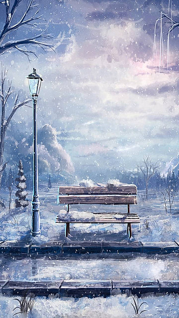 Bench in Winter, snow, bench, artistic, winter HD phone wallpaper
