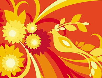 Bird, flowers, abstract HD wallpaper