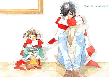 What is Happiness?, anime, family, man, happiness, girl, scarf, bond HD wallpaper