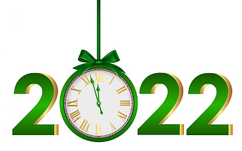 Happy New Year!, new year, green, white, clock, card, 2022 HD wallpaper