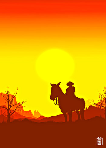 Sunset, Art, Vector, Silhouette, Horseman, Rider, Western HD phone wallpaper