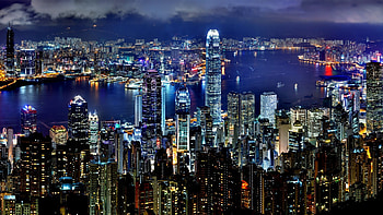 Hong Kong Skyline, Night lights scenery, Stunning visuals, KDE store HD wallpaper