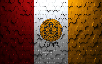 Flag of San Diego, honeycomb art, San Diego hexagons flag, San Diego, 3d hexagons art, San Diego flag HD wallpaper