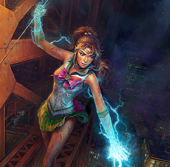 Sailor Jupiter, fantasy, art, george redreev, girl, luminos HD wallpaper