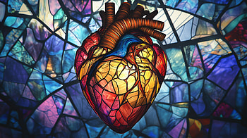 Stained-Glass Heart: Vivid Artistic, heart, stained glass, colorful art HD wallpaper