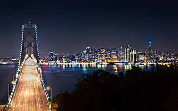 Oakland Skyline, Nighttime views, Top backgrounds HD wallpaper
