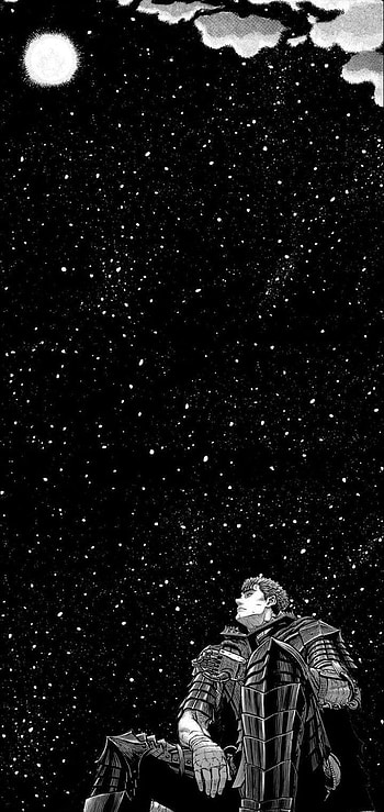 Guts, sky, midnight, Anime, manga, Berserk, Puck, Kentaro-Miura HD phone wallpaper