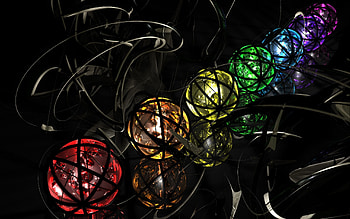 Multicolored, Motley, 3D, Metal, Spiral, Balls HD wallpaper