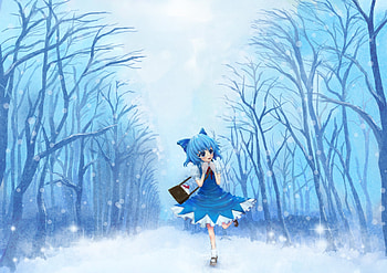 Snowy Day, girl, anime, dress, snow HD wallpaper