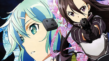 Sinon and Kirito Gun Gale Online HD wallpaper