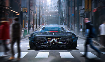 City, Ferrari, Cars, Back View, Rear View, Crosswalk, Pedestrian Crossing, 458, Italia HD wallpaper