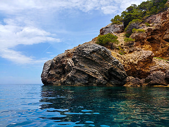 Nature, Sky, Sea, Bush, Rocks, Cliff HD wallpaper