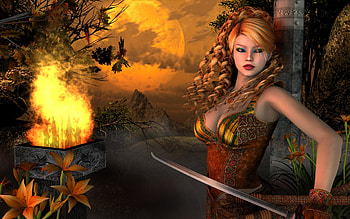 Golden Evening, fantasy, daz3d, woman, sunset, female HD wallpaper