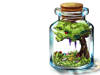 Pikachu in the Jar, plain, white, cute, trap, pikachu, tree, bottle, kawaii, simple, inside, plant, anime, jar, pokemon HD wallpaper