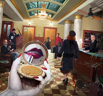 Grand International Hotel, mirror, fantasy, hotel, jeff johnson, lips, people, hand HD wallpaper